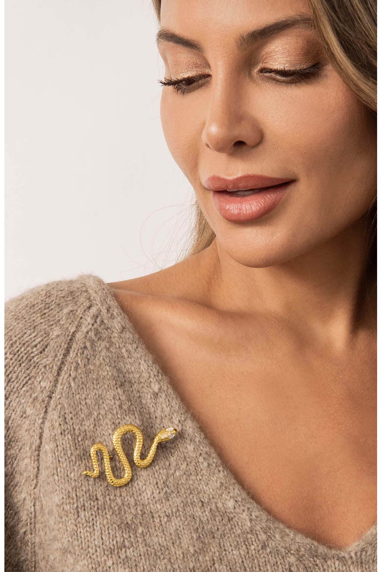 Snake Brooch, Alternate, color, GOLD