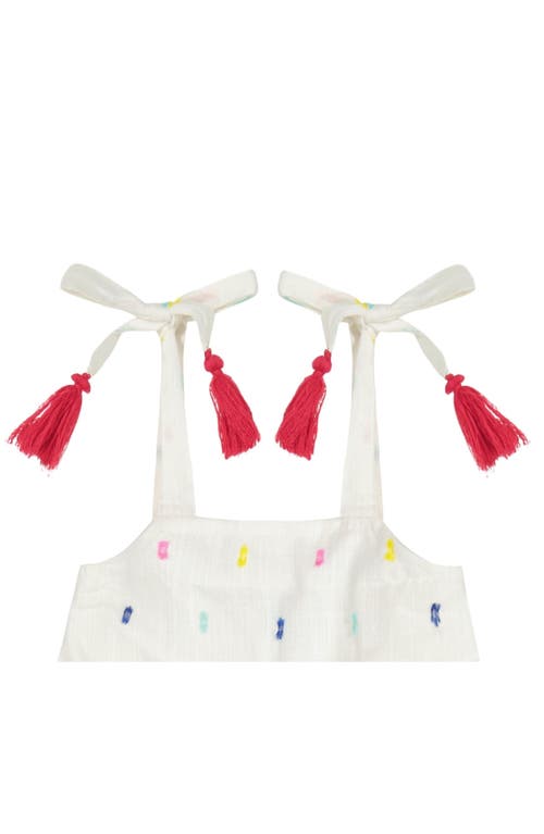 Mer St. Barth Bella Girl's Shoulder Tie Sundress Confetti Swiss Dot In White