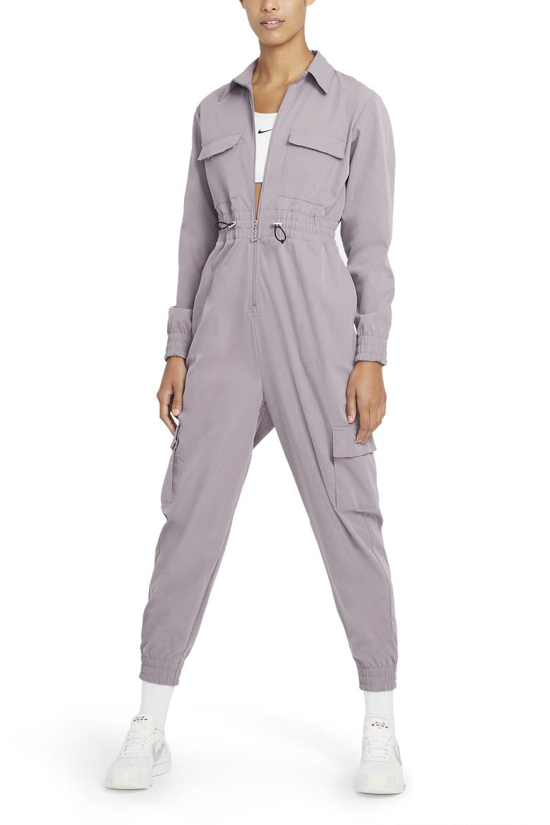 Sportswear Swoosh Utlity Jumpsuit, Main, color, PURPLE SMOKE/ BLACK