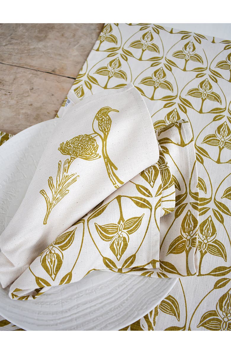 FRENCH HOME Orchid Cotton Twill Dinner Napkins, Alternate, color, Chartreuse