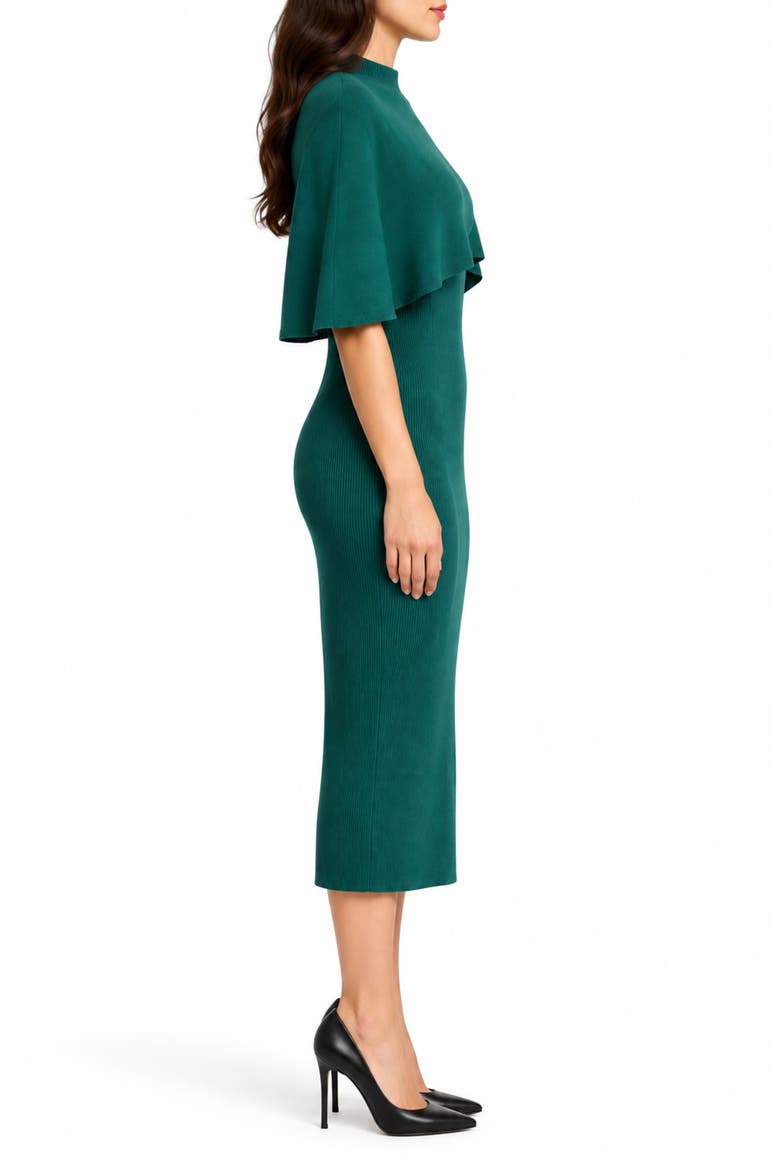 Mock Neck Popover Midi Dress, Alternate, color, EMERALD