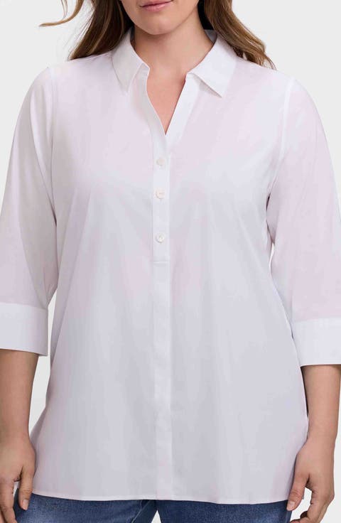 Pamela Non-Iron Stretch Tunic Blouse (Plus Size)