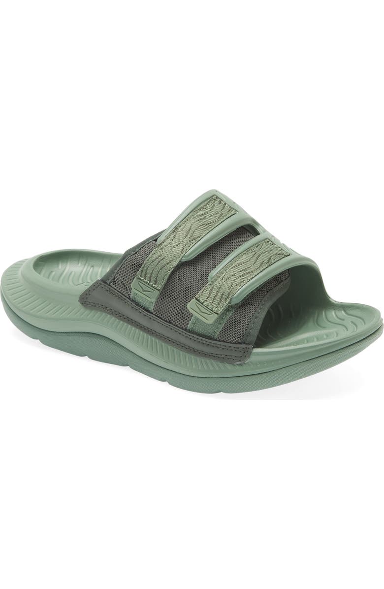 HOKA Gender Inclusive Ora Luxe Slide Sandal, Main, color, Thyme / Loden Frost