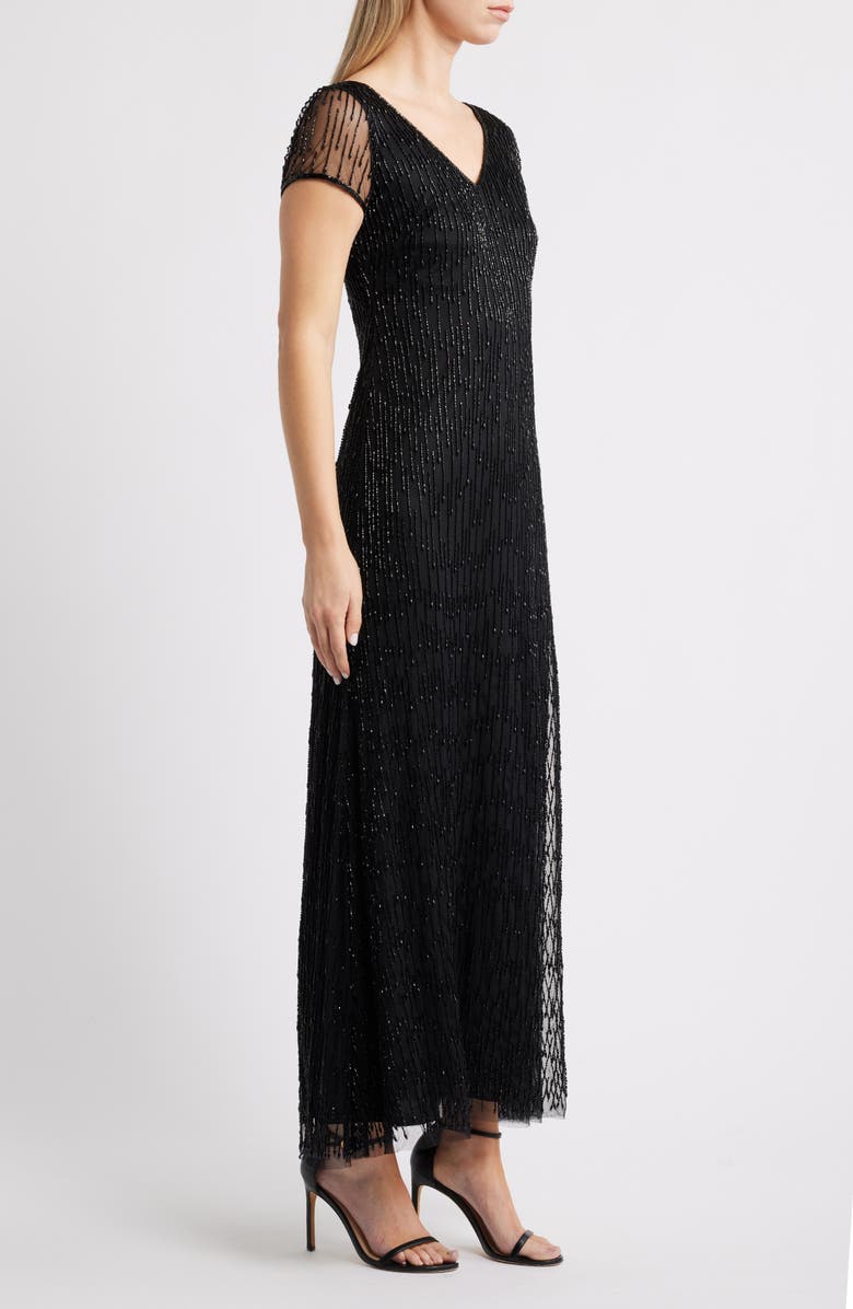 Pisarro Nights Beaded Gown, Alternate, color, Black