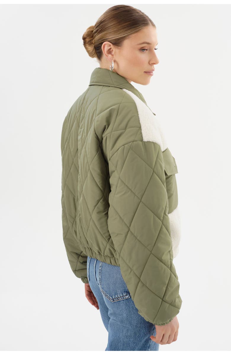 LAMARQUE PEYTON | Mixed Media Bomber Jacket, Alternate, color, Ivory/Sage