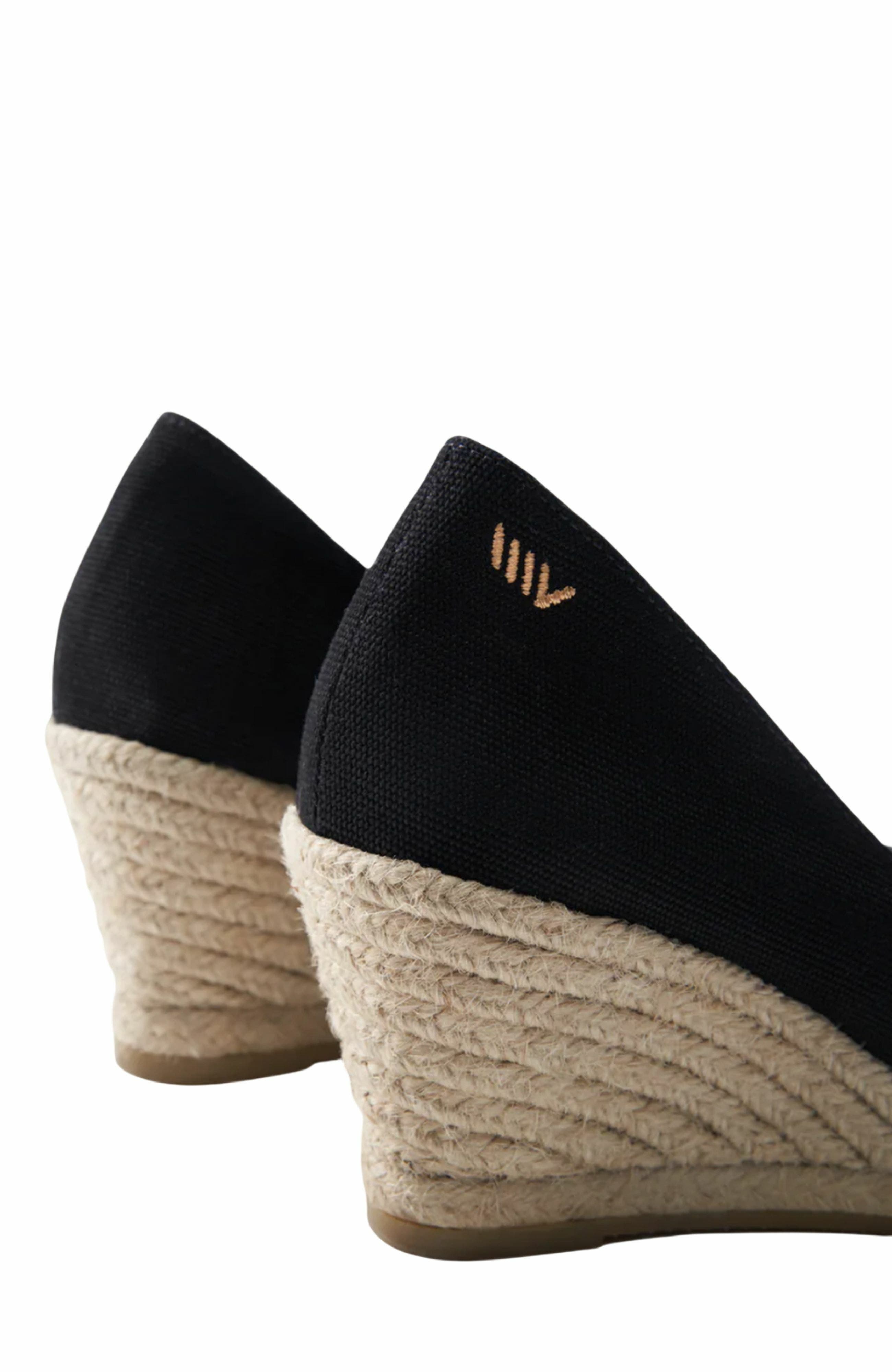 VISCATA Roses Canvas U Cut Espadrille Wedges, Alternate, color, Black