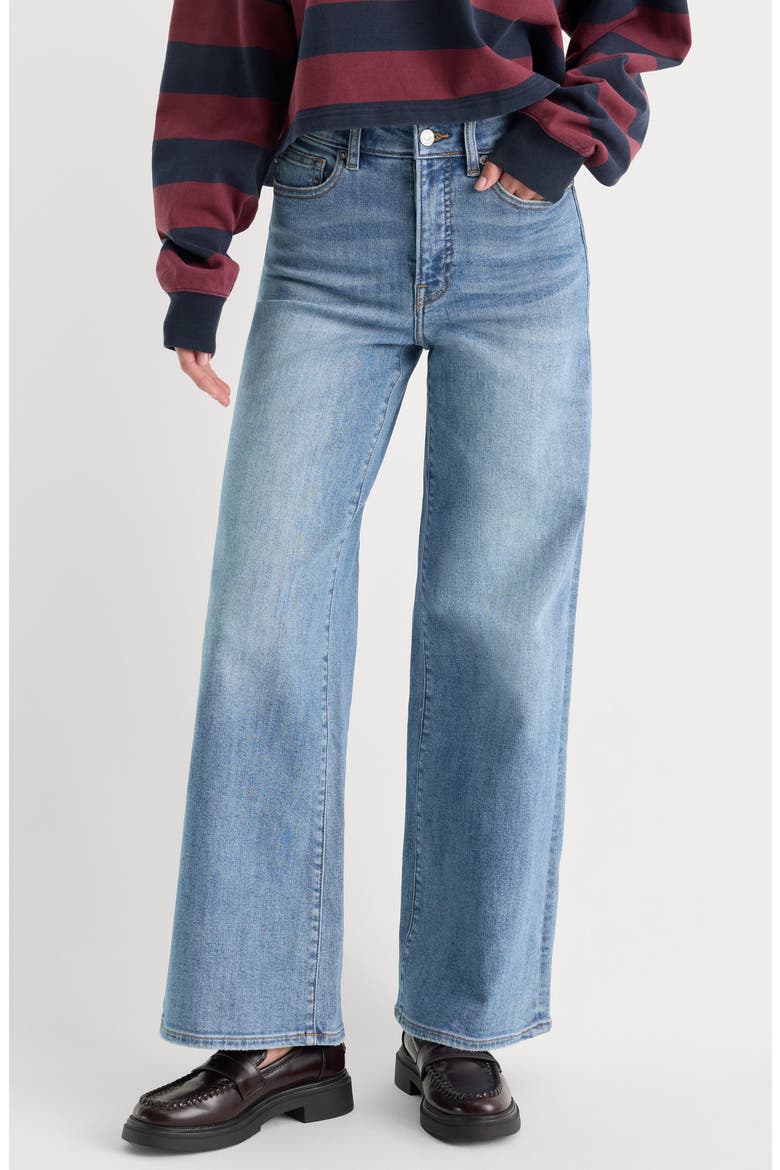 Good Waist High Waist Palazzo Ankle Wide Leg Jeans, Main, color, CEDARWICK
