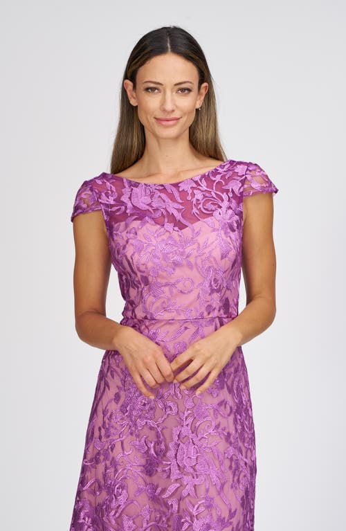 Js Collections Rylee Floral Embroidery Cocktail A-line Dress In Purple