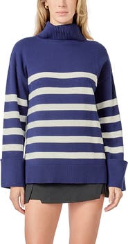 English Factory Stripe Turtleneck Sweater