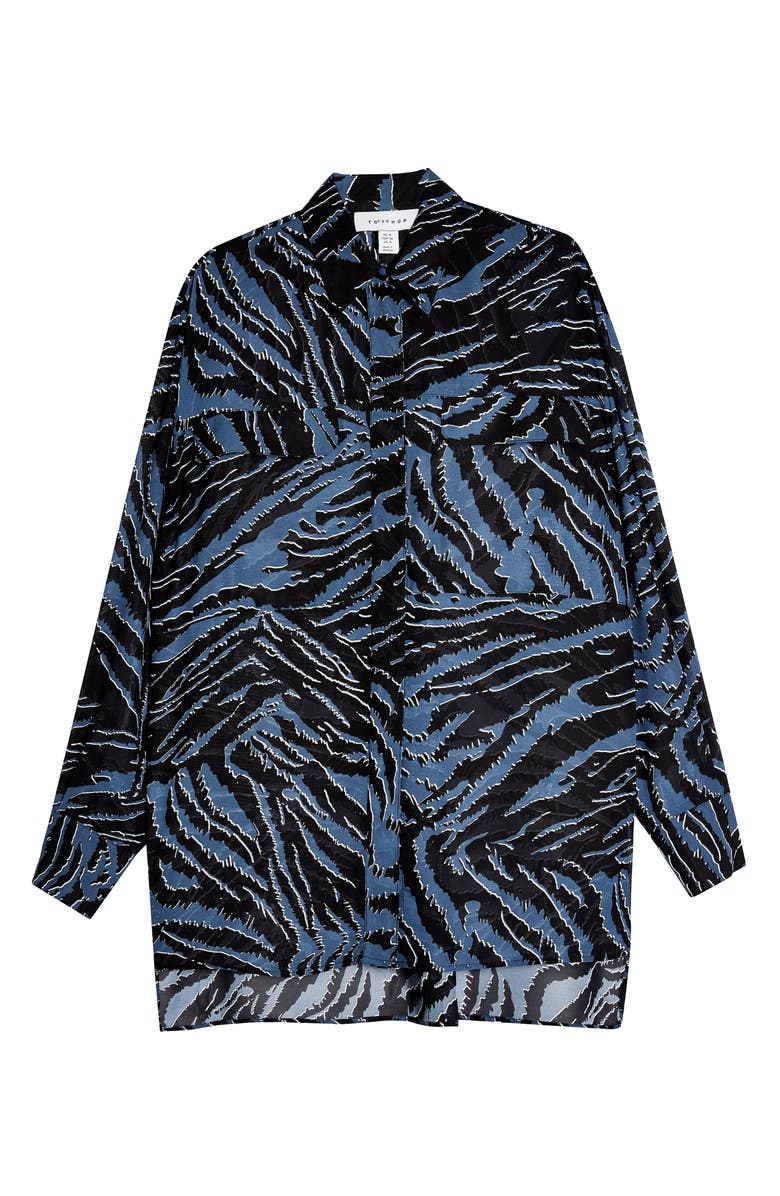 Topshop Tiger Print Oversize Shirt, Alternate, color,
