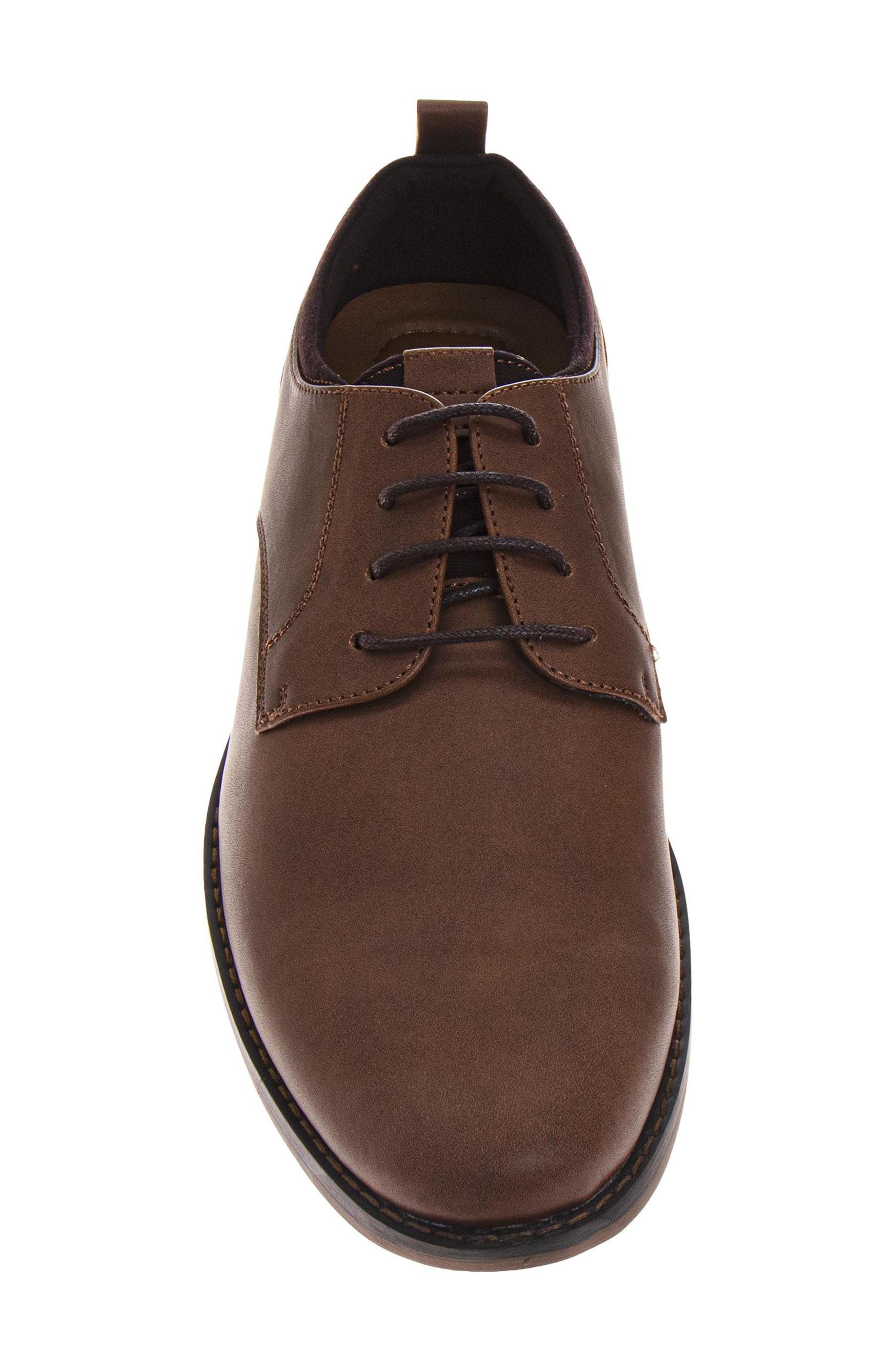 Faux Leather Plain Toe Derby, Alternate, color, BROWN