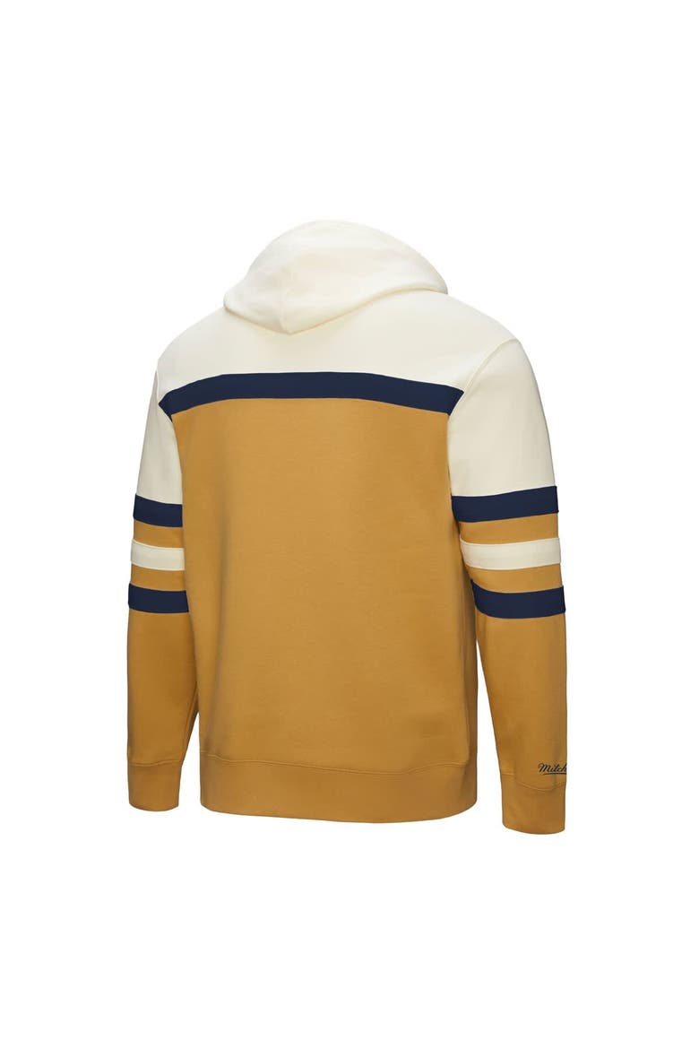 Men's Mitchell & Ness Gold/Cream Columbus Blue Jackets Head Coach Pullover Hoodie, Alternate, color, Gold