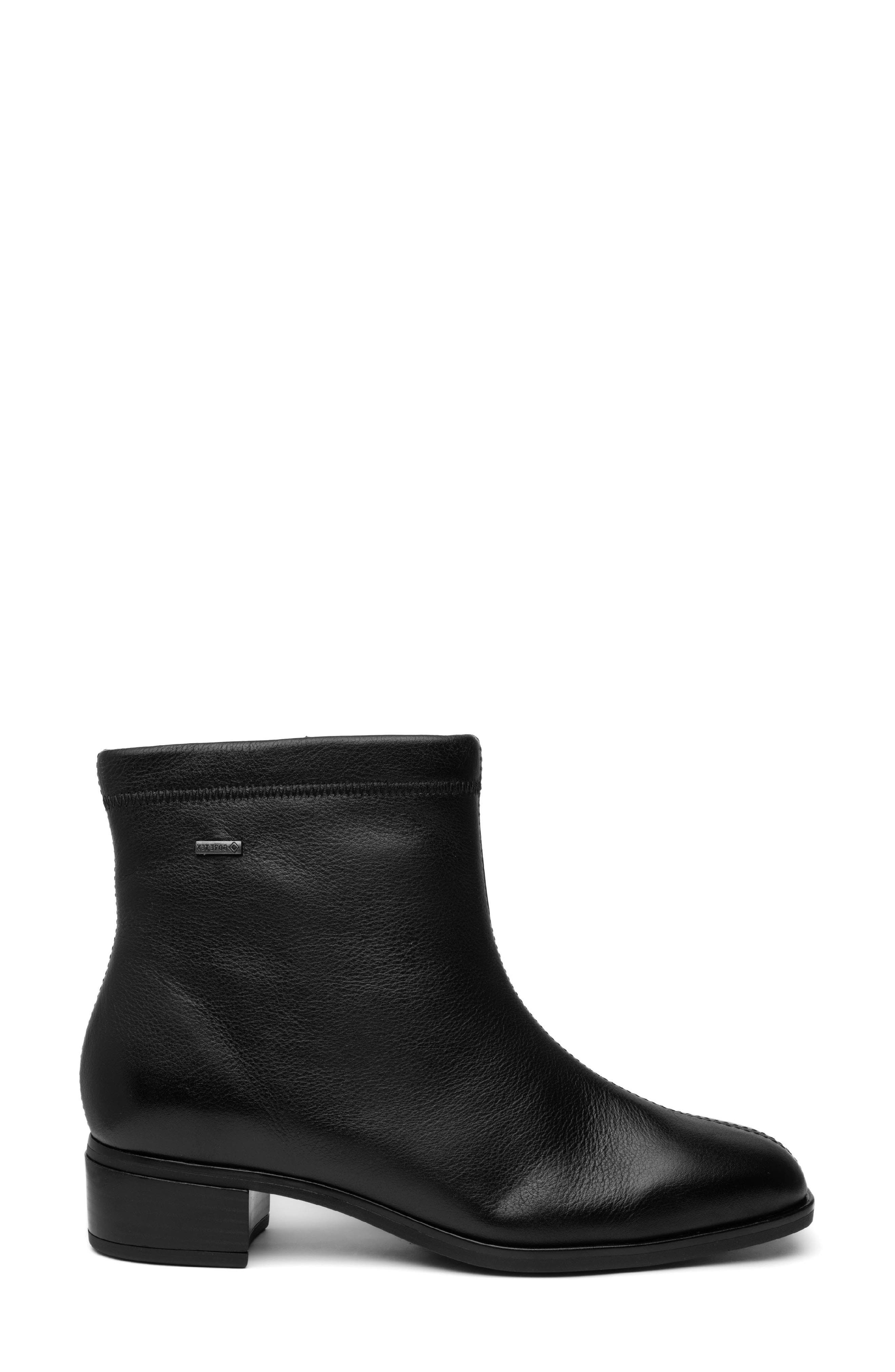 Geode Waterproof Leather Bootie, Alternate, color, BLACK