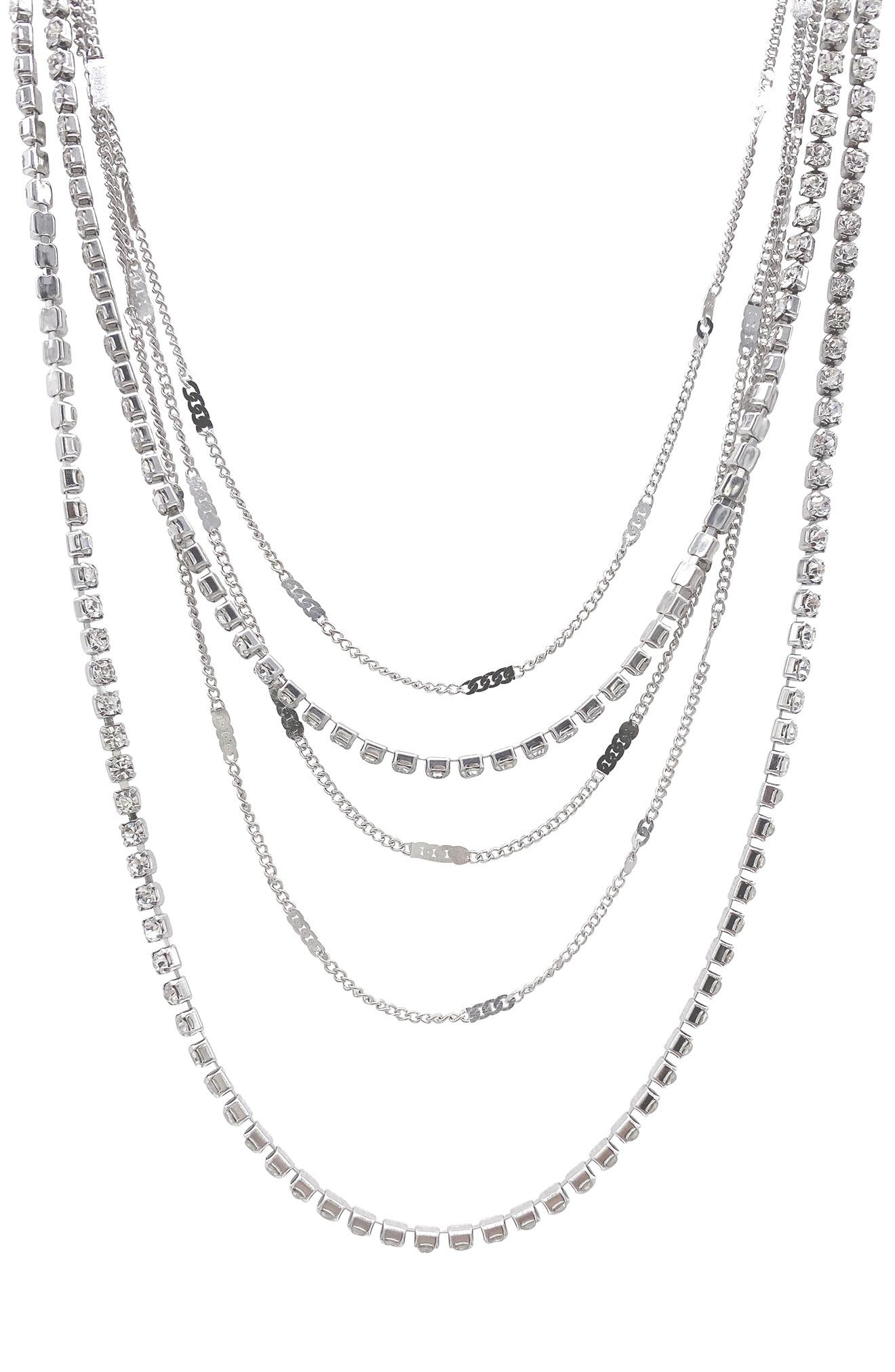 Adornia Set of 2 Rhodium Plated Layered Tennis Necklaces