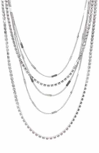 Adornia Set of 2 Rhodium Plated Layered Tennis Necklaces