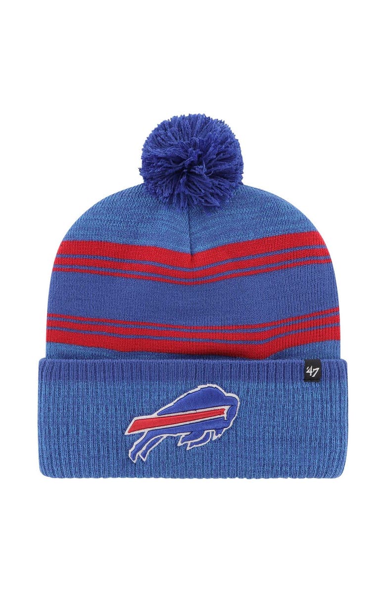 '47 Men's '47 Royal Buffalo Bills Fadeout Cuffed Knit Hat with Pom, Main, color, 