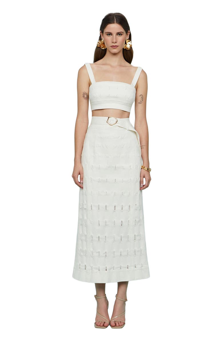AMUR Jay Textured Twill Midi Skirt, Main, color, Sea Salt
