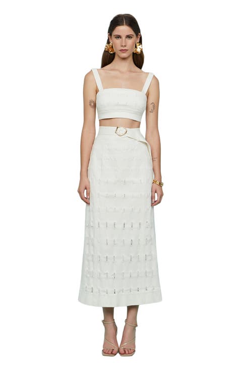 Jay Textured Twill Midi Skirt