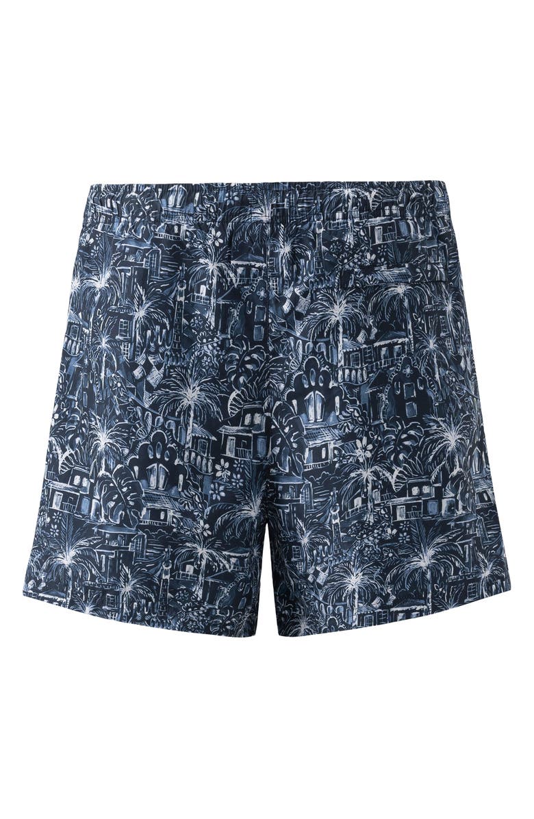 Eton Palm Tree Swim Trunks, Alternate, color, Dark Blue