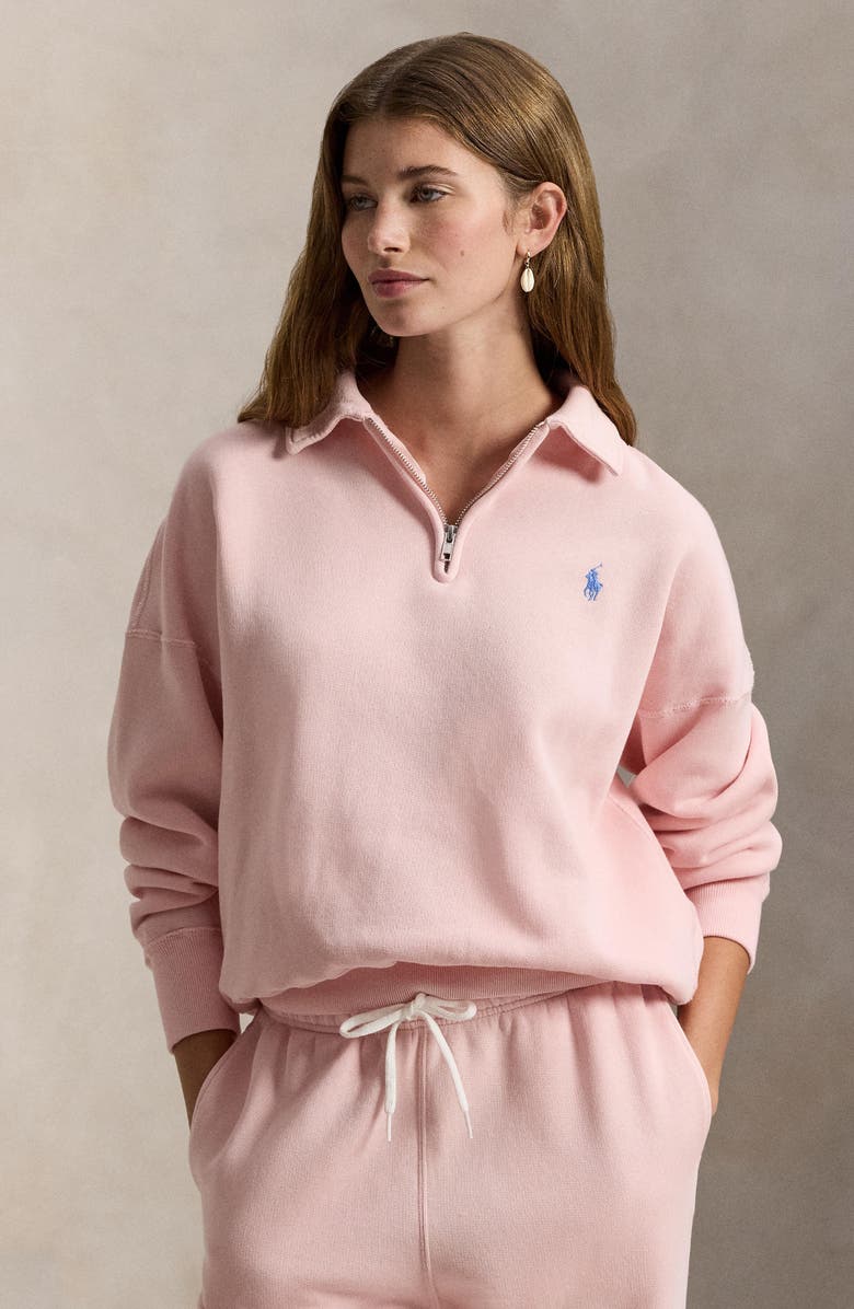 Polo Ralph Lauren Fleece Quarter Zip Pullover, Alternate, color, Pink Sand