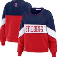 WEAR by Erin Andrews Women's WEAR by Erin Andrews Navy/Red St. Louis Cardinals Color Block Crew Neck Pullover Sweatshirt
