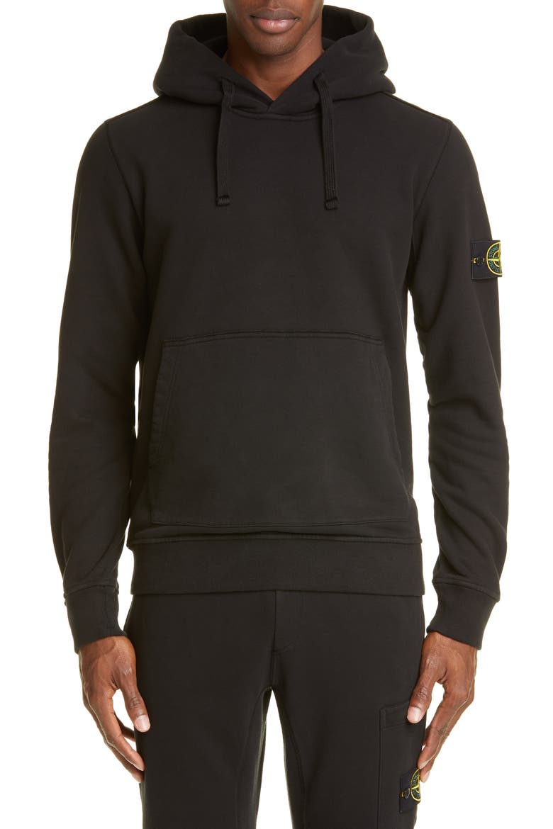 Patch Hooded Sweatshirt, Main, color, BLACK