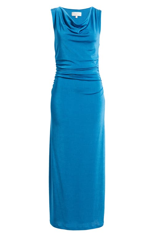 Wayf The Georgina Cowl Neck Gown In Blue