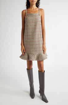 Ganni Check Wool Blend Minidress