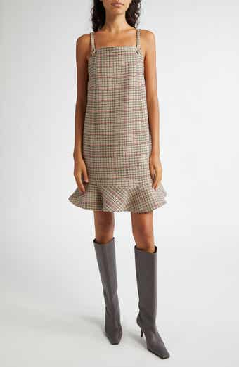 Ganni Check Wool Blend Minidress