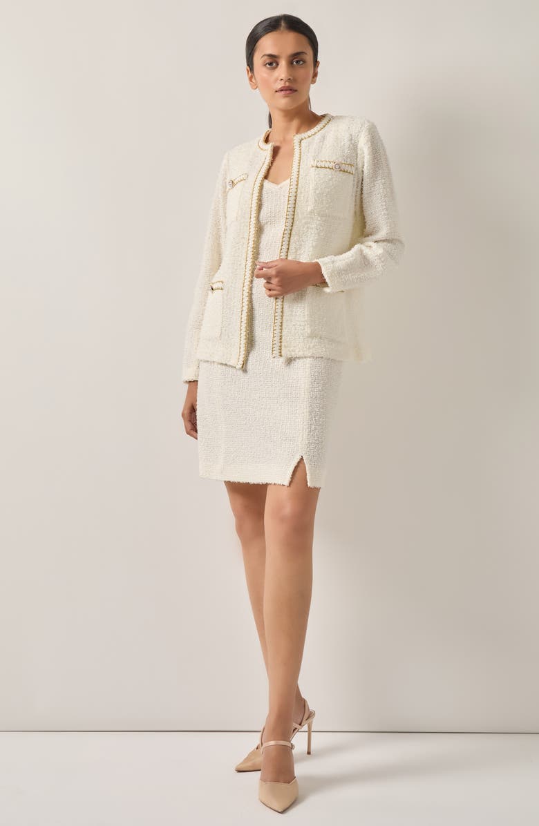 Misook Metallic Trim Bouclé Jacket, Alternate, color, 