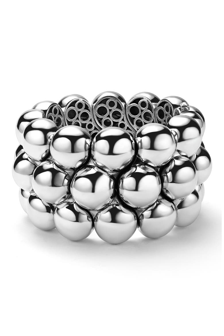 Caviar Bubbly Bead Statement Bracelet, Alternate, color, STERLING SILVER