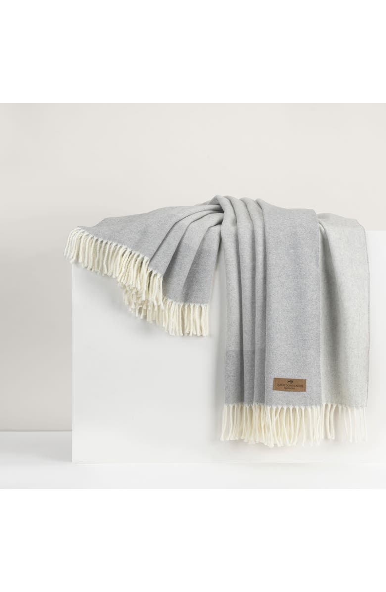 Lands Downunder Border Herringbone Throw, Main, color, Light Gray