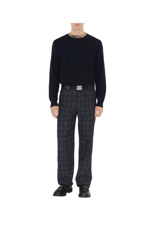Burberry Crew Neck Knitwear With Distinctive Patterned Collar
