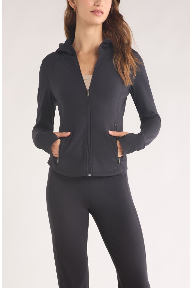 Cozy Tech Zip Hooded Jacket, Main, color, BLACK