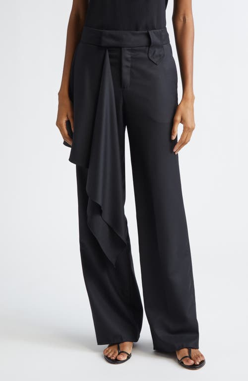 Johanna Ortiz Cascade Ruffle Wool Tea Pants In Black