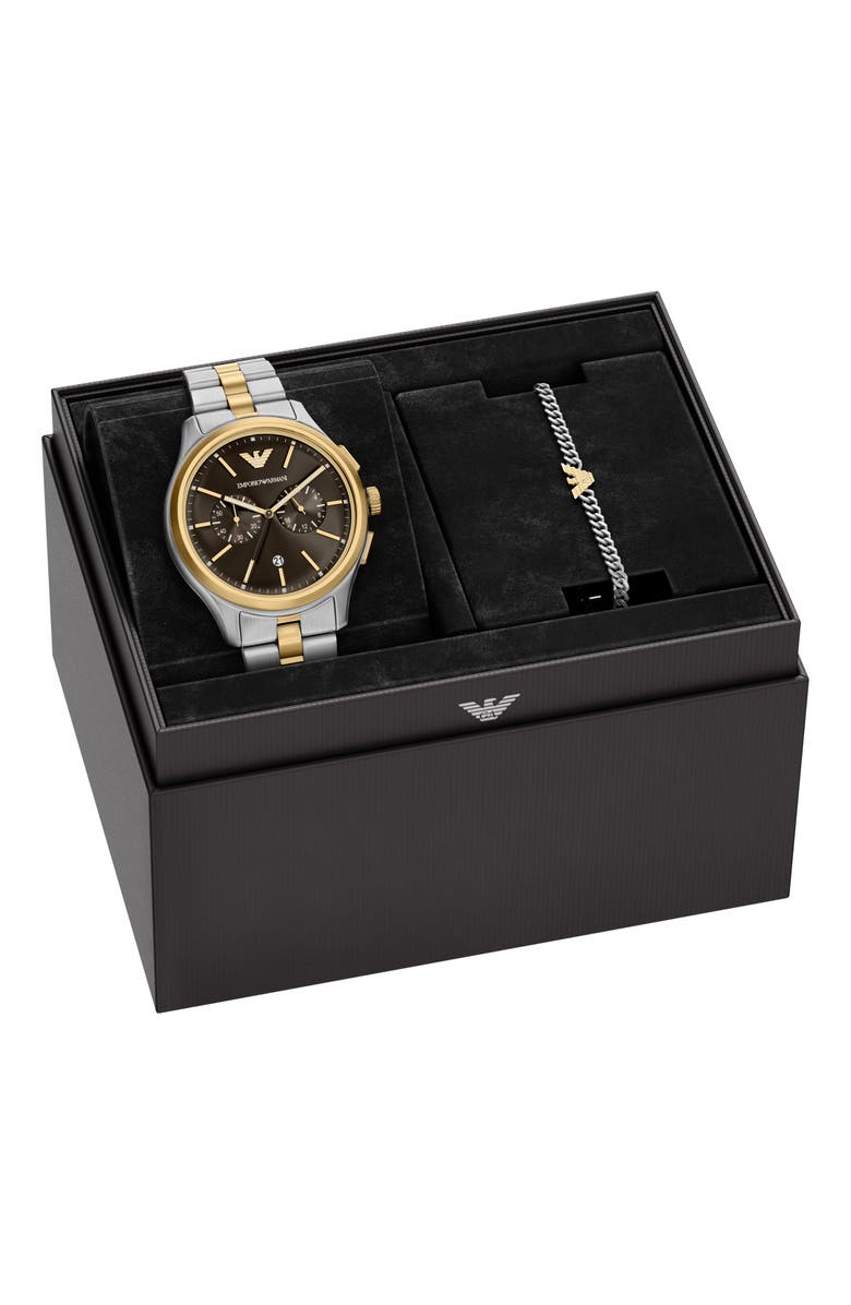 Emporio Armani Chronograph Two-Tone Bracelet Watch Set, 42mm, Alternate, color,