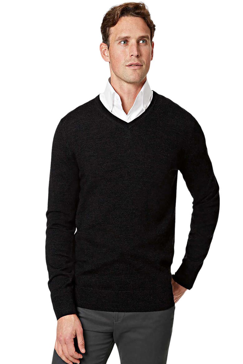 Pure Merino V Neck Sweater, Main, color, DARK CHARCOAL