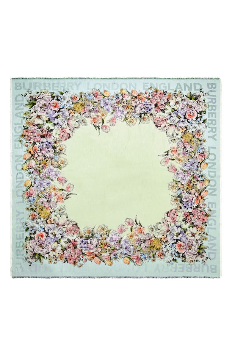 Burberry Floral Square Silk Scarf, Alternate, color, 