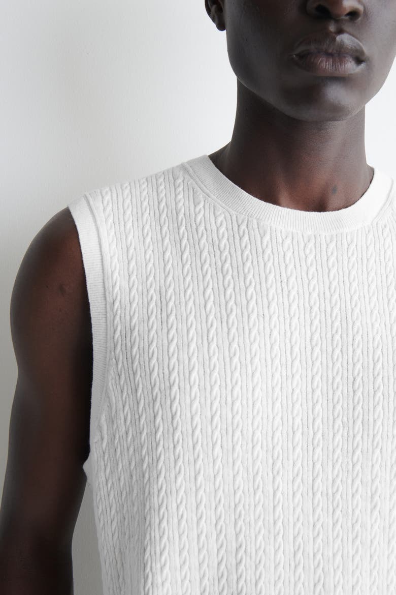 Cable-knit Cotton-linen Tank Top, Alternate, color, WHITE