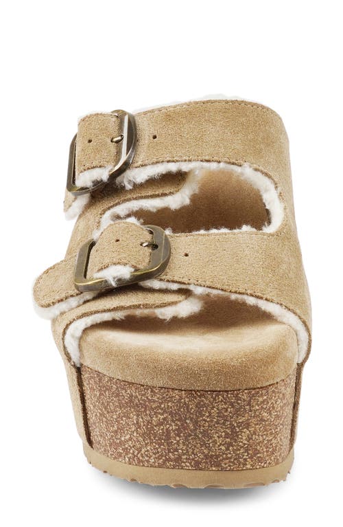 Zigi Faux Shearling Platform Sandal In Gold