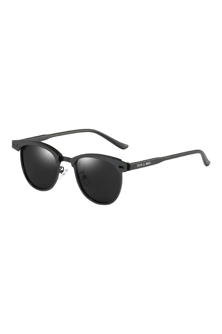 Knox 51mm Polarized Round Sunglasses, Alternate, color, BLACK/ BLACK