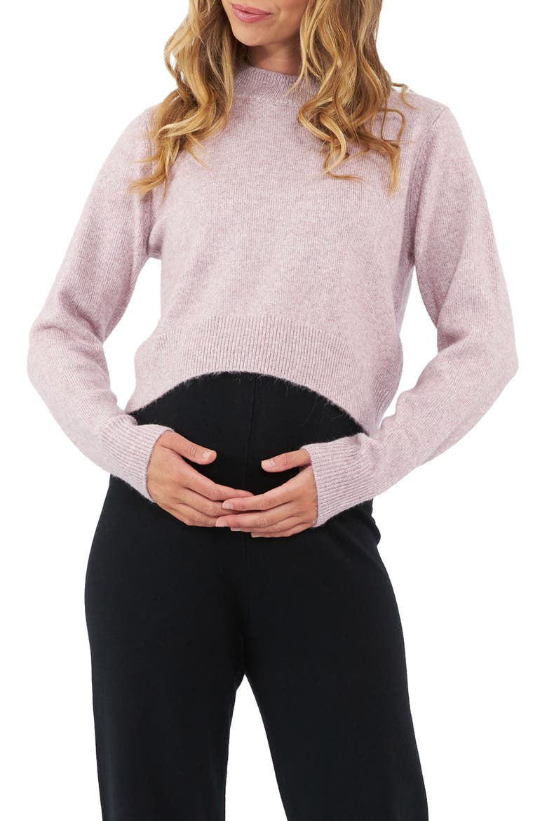 Tia Crop Maternity/Nursing Sweater, Main, color, PINK MARLE