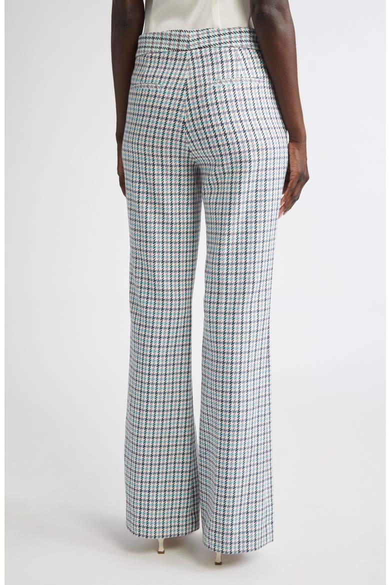 Houndstooth Stretch Cotton Flare Leg Pants, Alternate, color, TROPICAL BLUE/ IVORY MULTI
