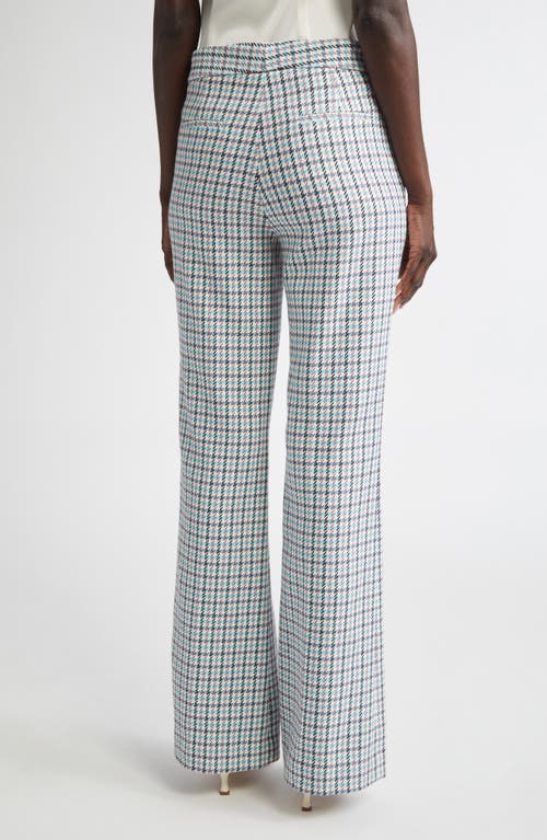 St John St. John Collection Houndstooth Stretch Cotton Flare Leg Pants