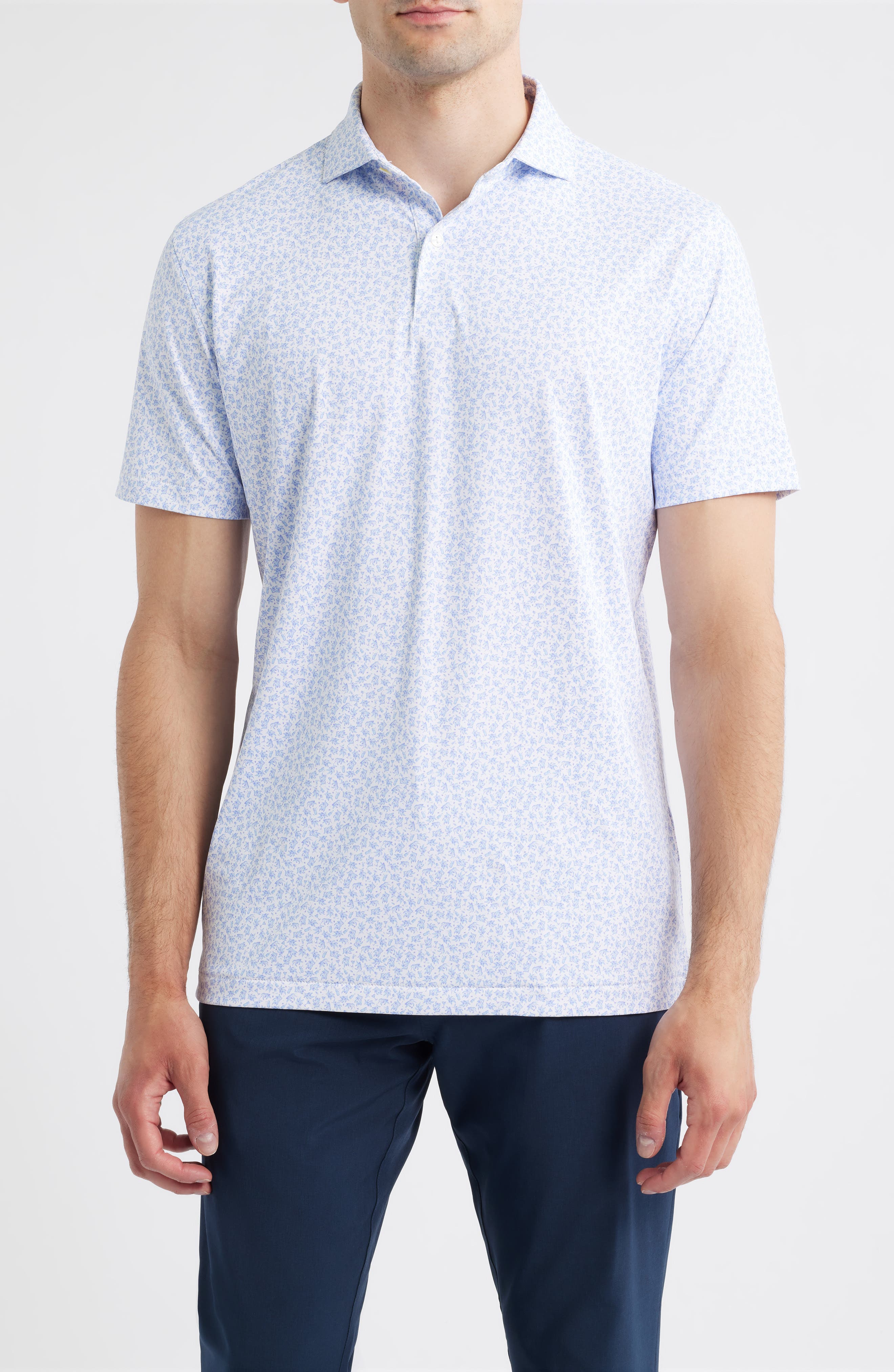 Peter Millar Olive Grove Martini Print Performance Jersey Polo