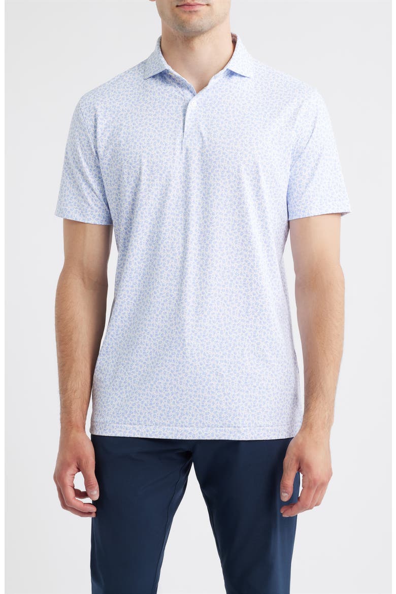 Olive Grove Martini Print Performance Jersey Polo, Main, color, WHITE