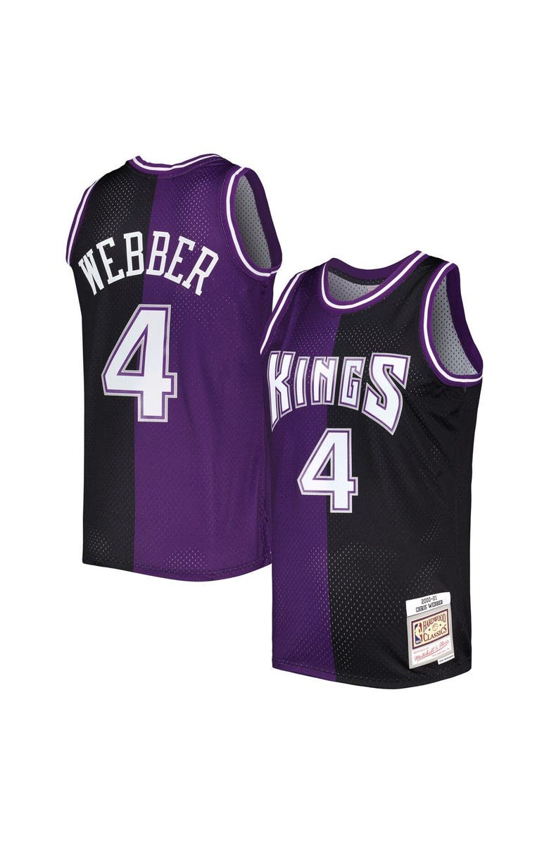 Mitchell & Ness Men's Mitchell & Ness Chris Webber Purple/Black Sacramento Kings Hardwood Classics 2000/01 Split Swingman Jersey, Main, color, 