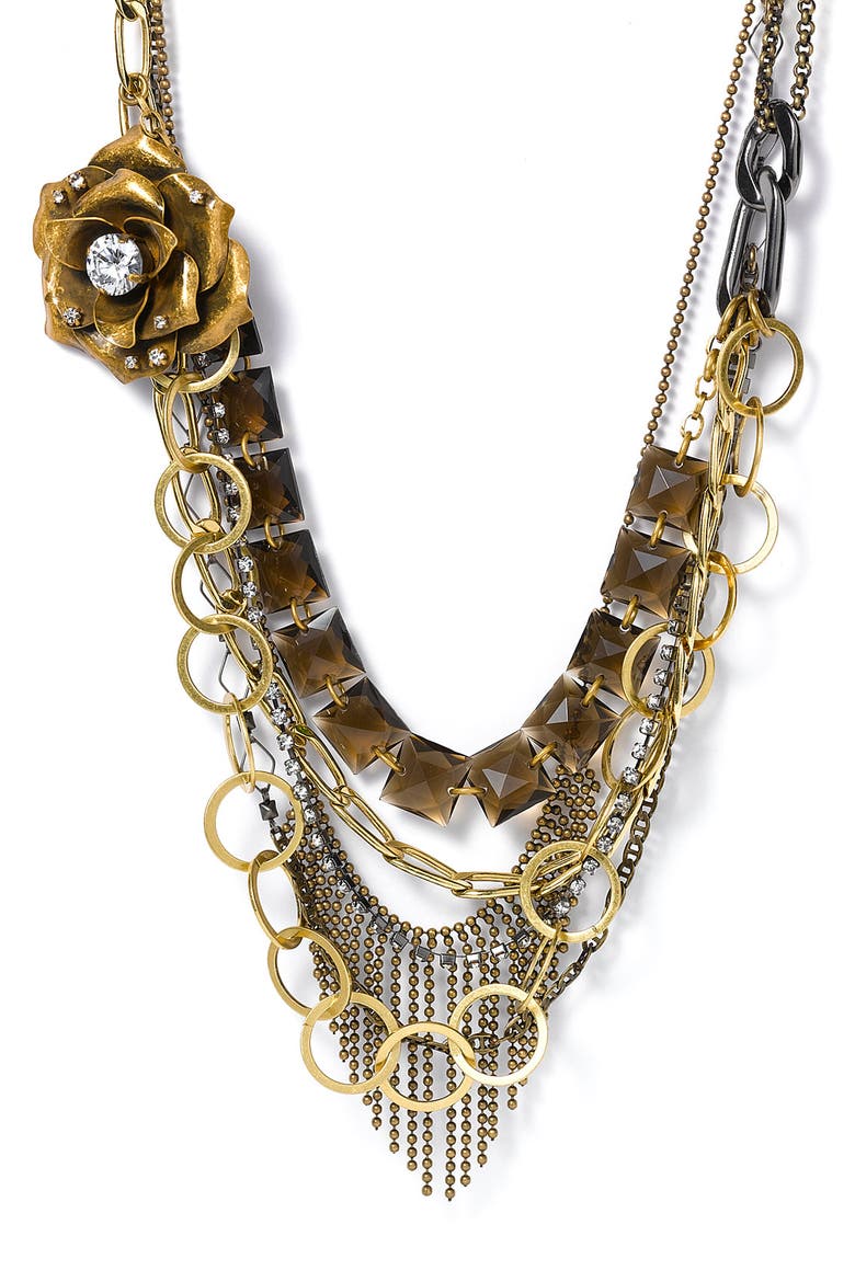 Layered Necklace, Main, color, GOLD / BLACK DRAMA