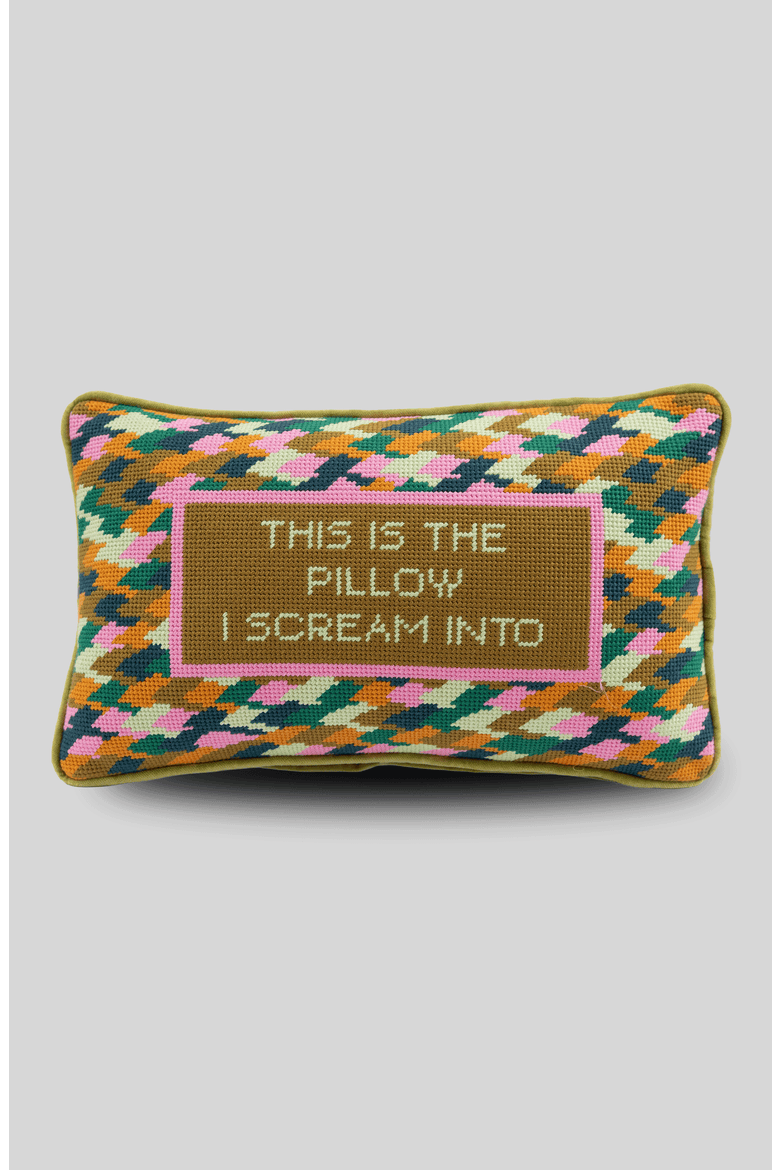 Scream Needlepoint Pillow, Main, color, Scream