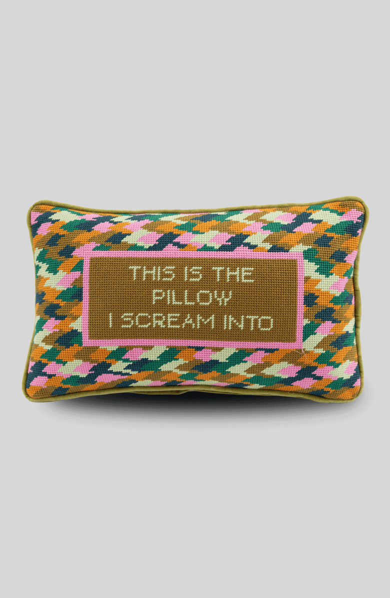 Furbish Studio Scream Needlepoint Pillow, Main, color, Scream